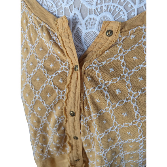 FREE PEOPLE Henley Top - Peach Free Spirit High-Low Oversized HENLEY S - Picture 4 of 9